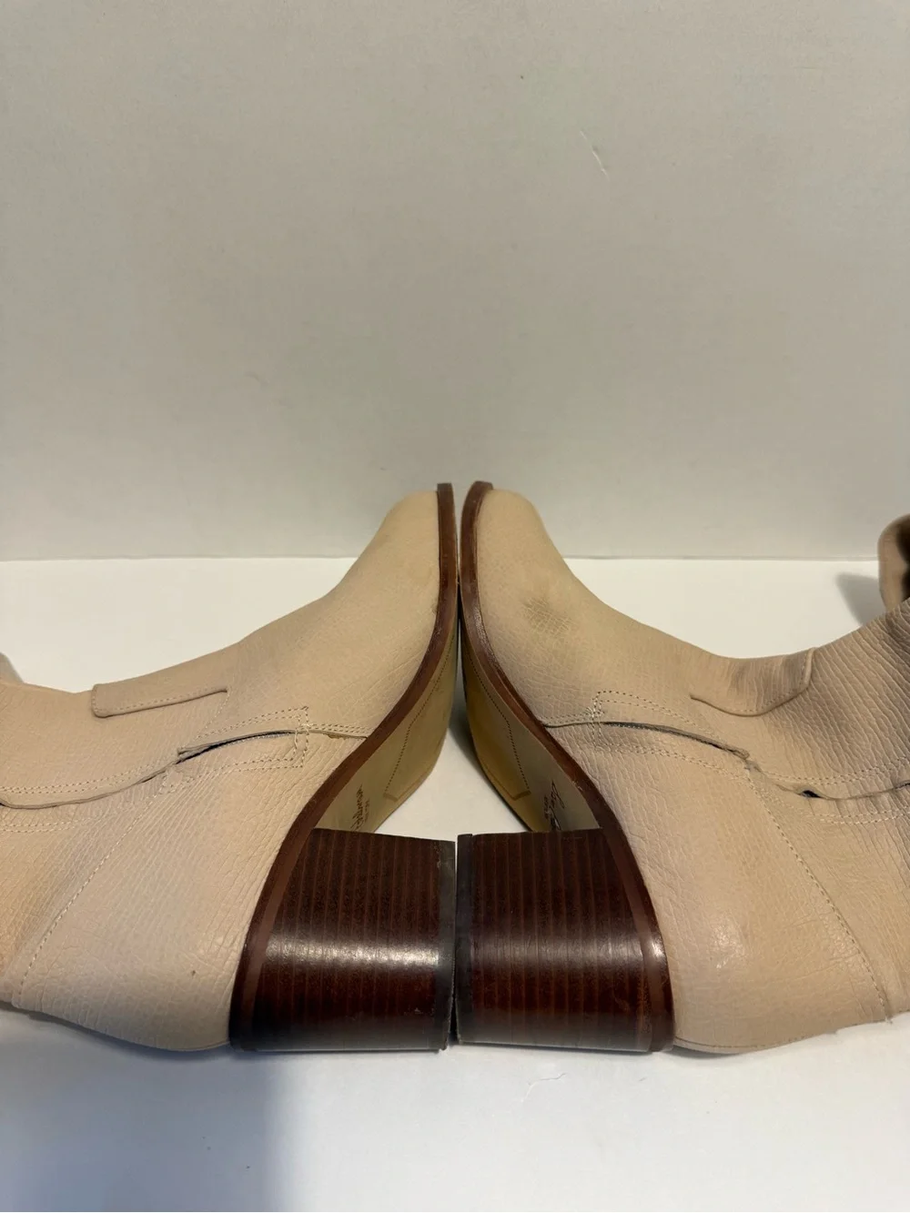 Sam Edelman over the knee bone leather upper wood heel boots ladies 9